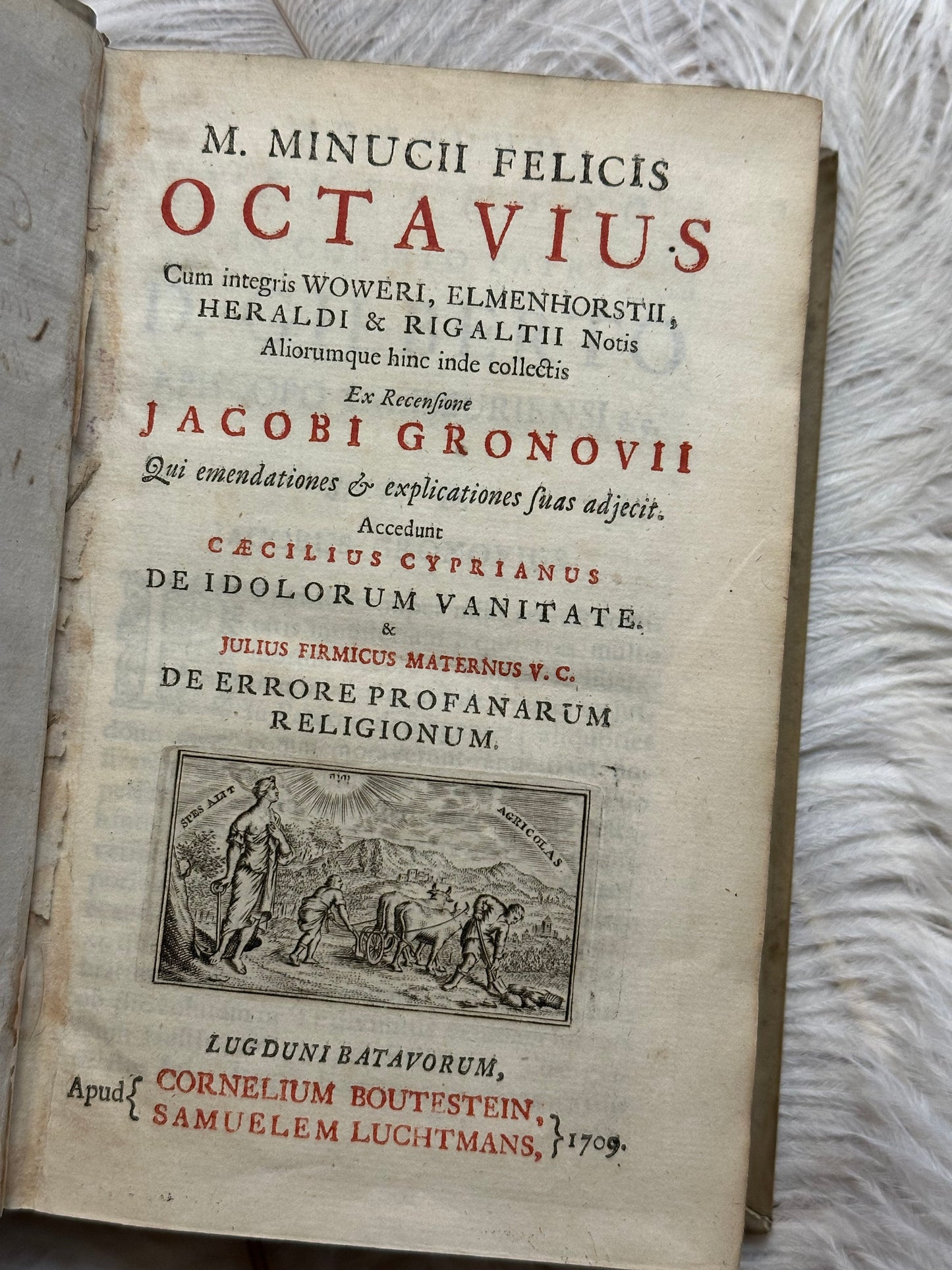 1709 M.Minucii Felicis Octavius Book in Latin- Full Vellum