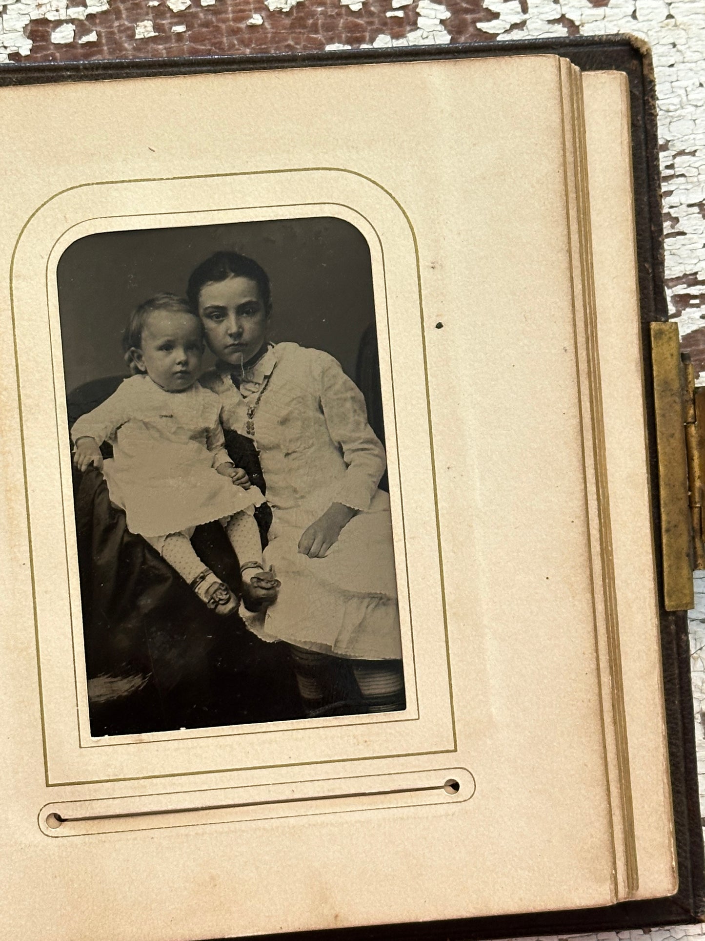 Antique Leather Photo Album Filled with Old Photographs & Tintypes