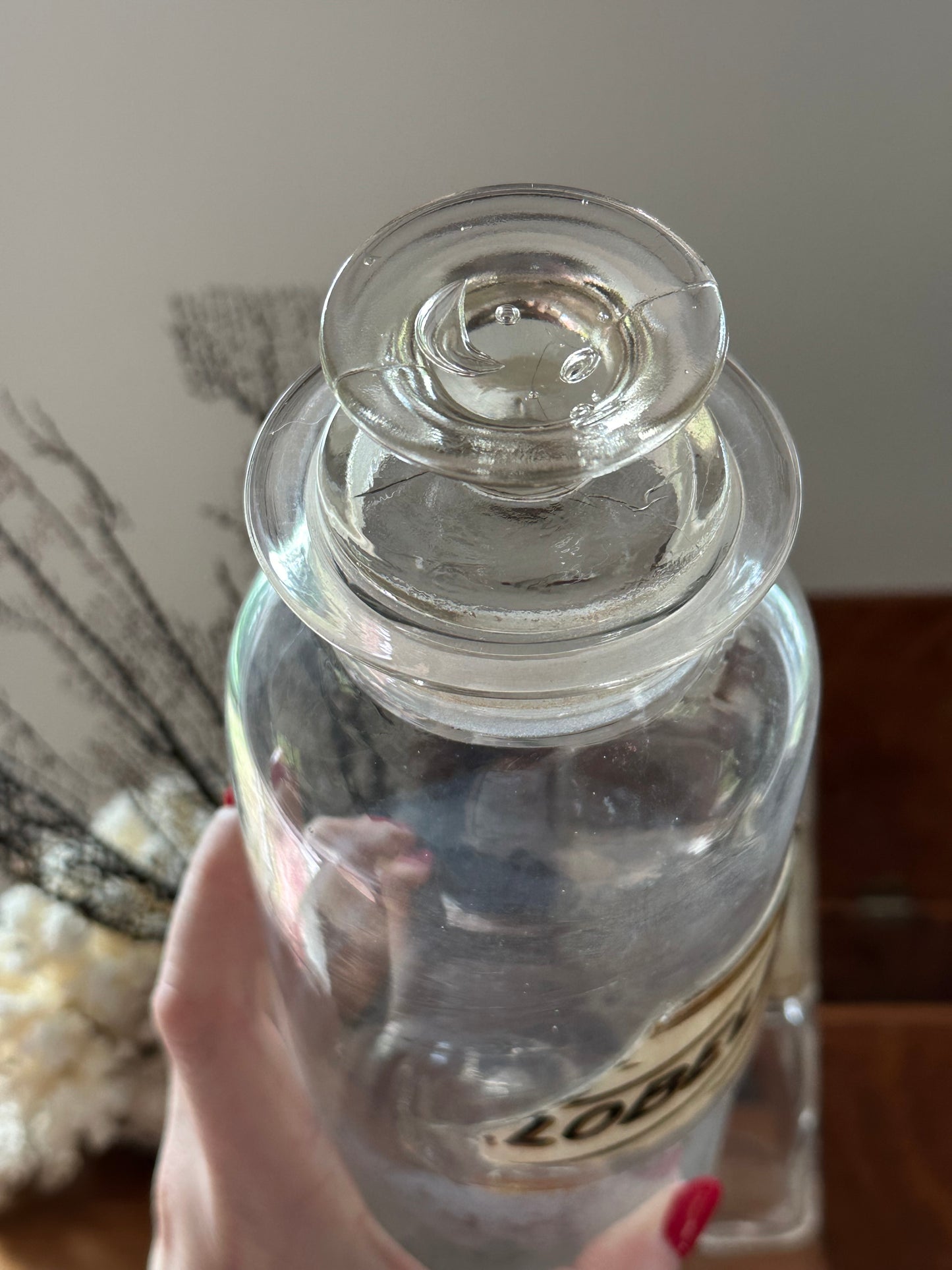 Antique Glass Apothecary Jars with Worn Labels