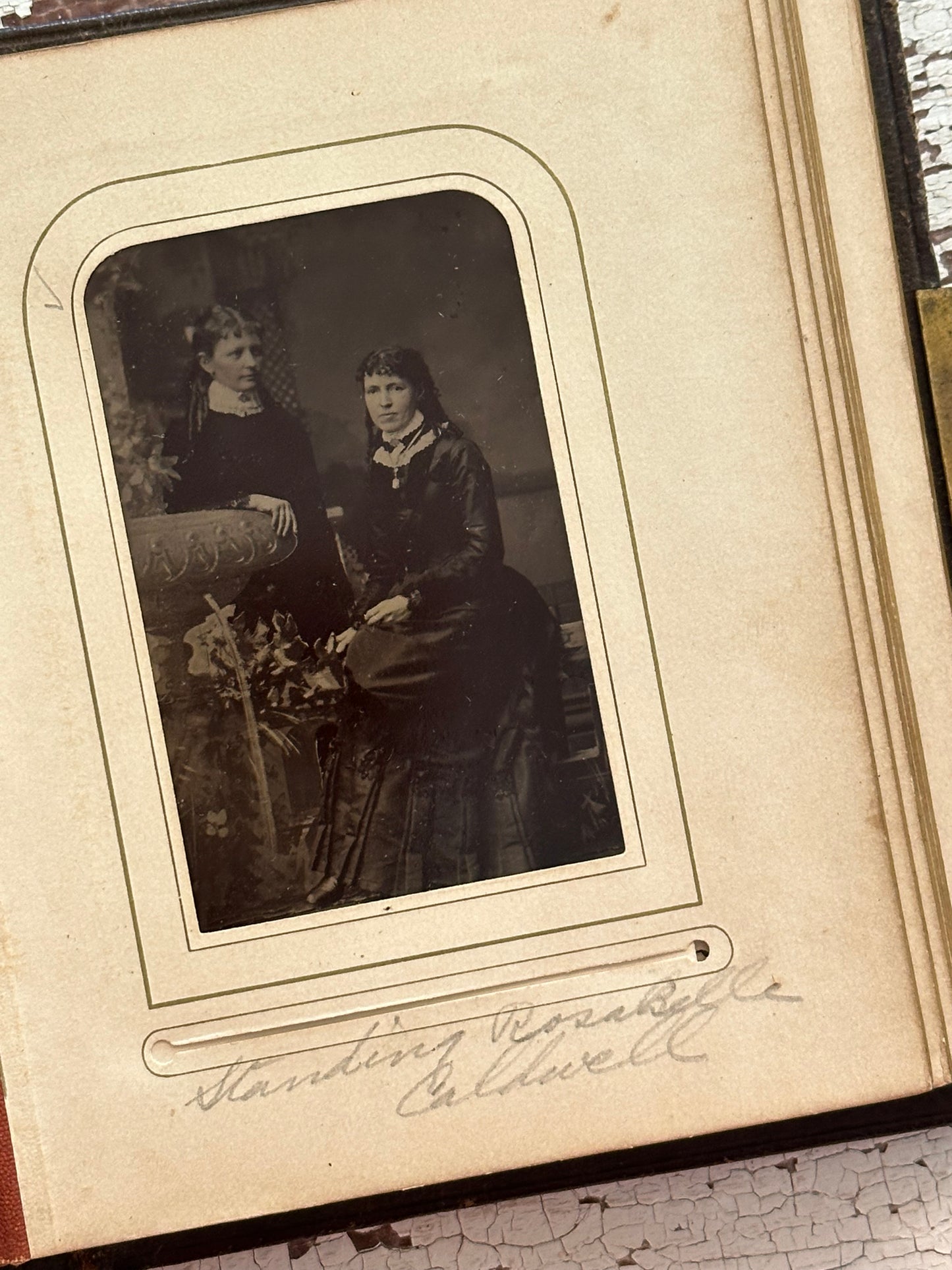 Antique Leather Photo Album Filled with Old Photographs & Tintypes