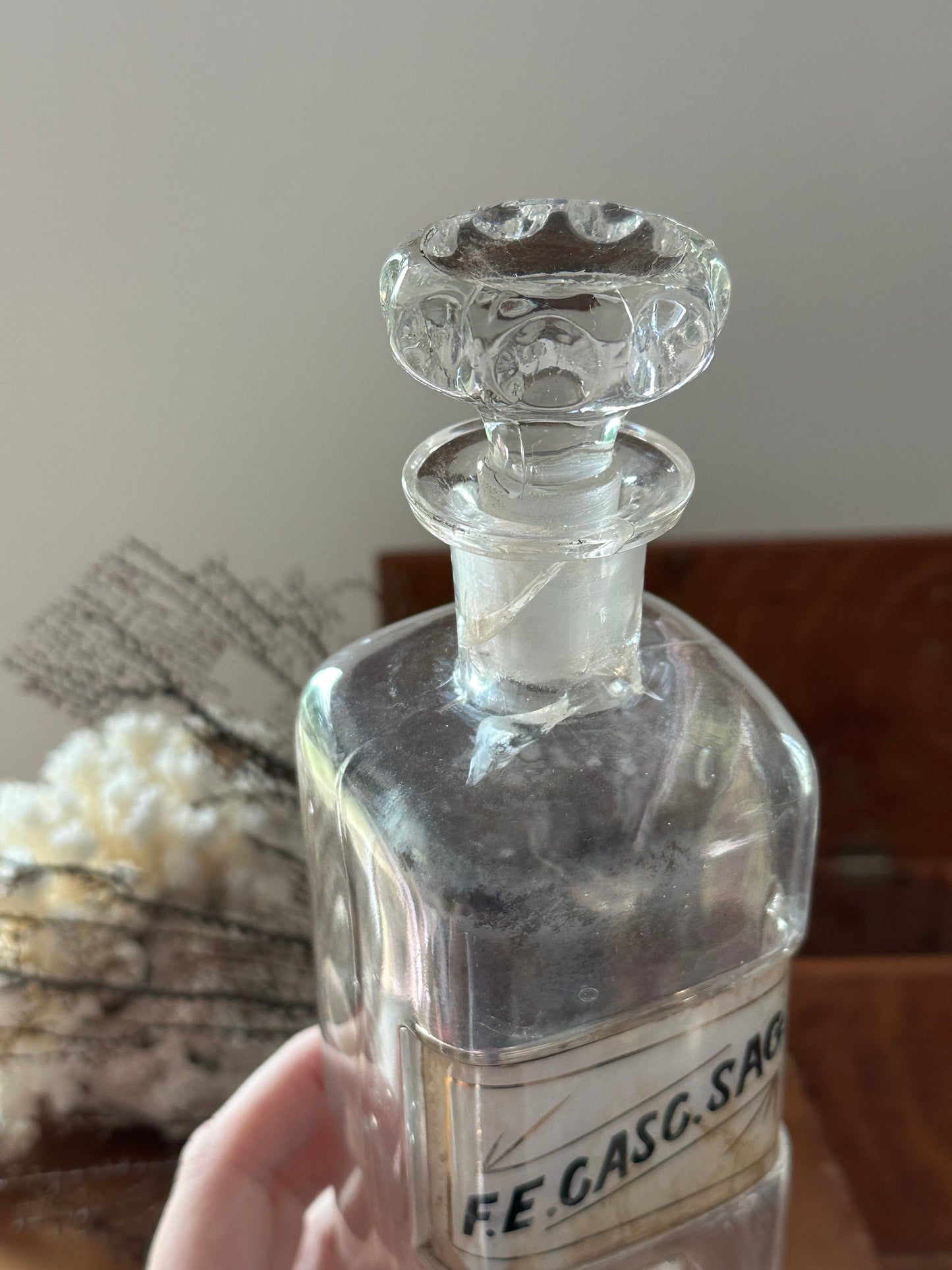 Antique Glass Apothecary Jars with Worn Labels