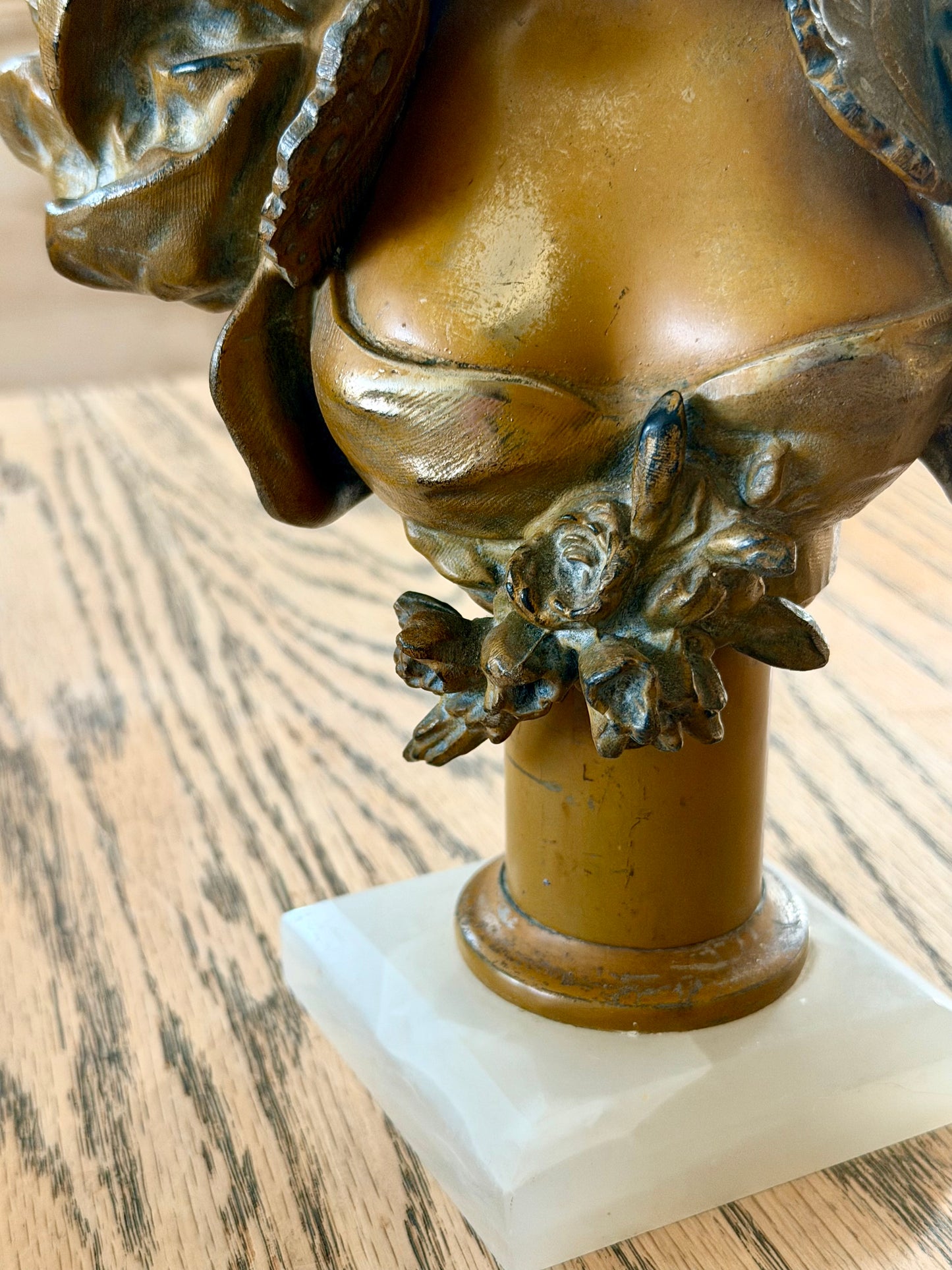French Woman Bust with Alabaster Base