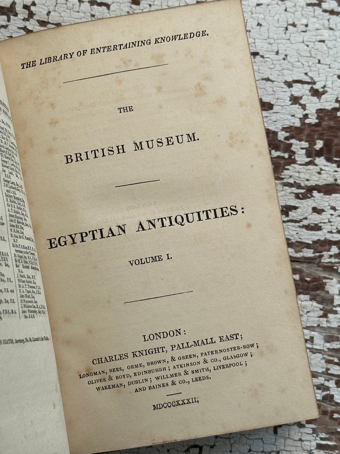 1832 Egyptian Antiquities From The Library of Entertaining Knowledge