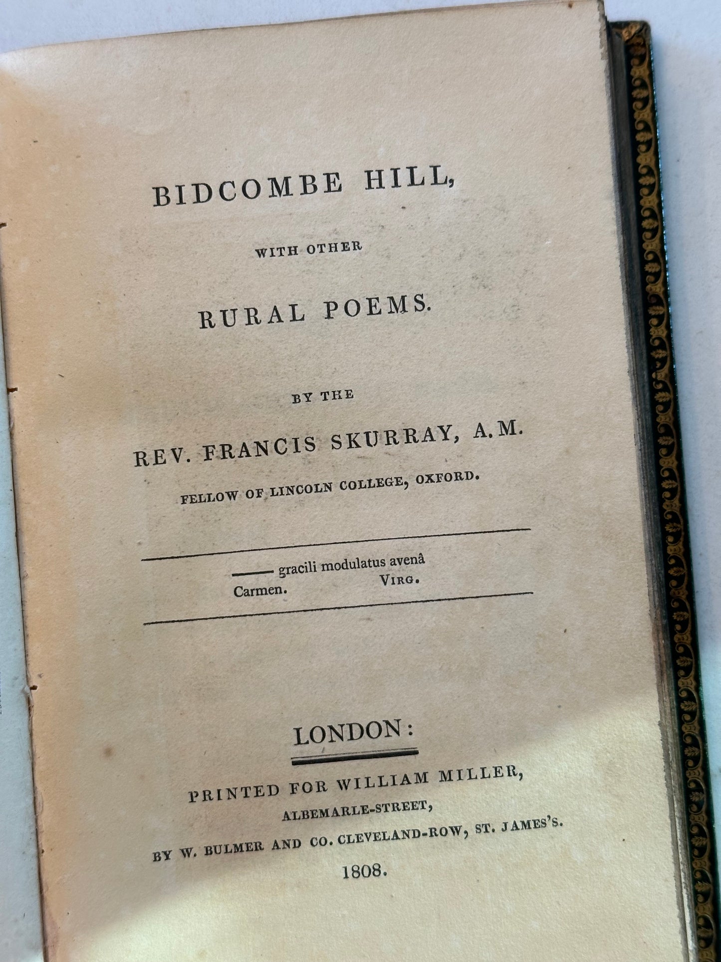 1808 Bidcombe Hill Poetry Book with Hidden Fore-edge Painting
