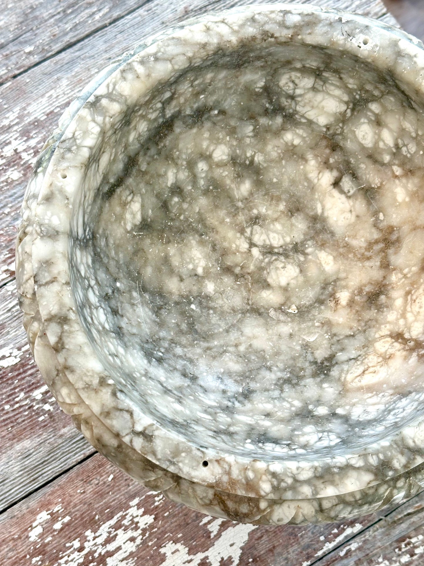 Large Antique Alabaster Bird Bath