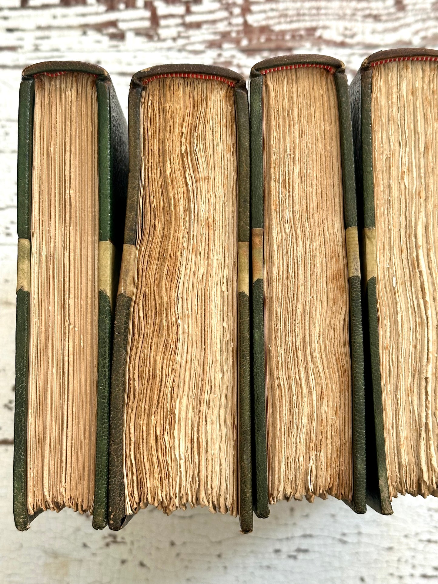 Rare Set of 5 Antique Leather Books