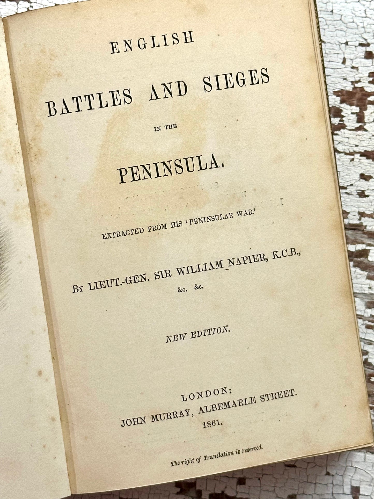 1861 English Battles & Sieges in the Peninsula with hidden fore-edge painting