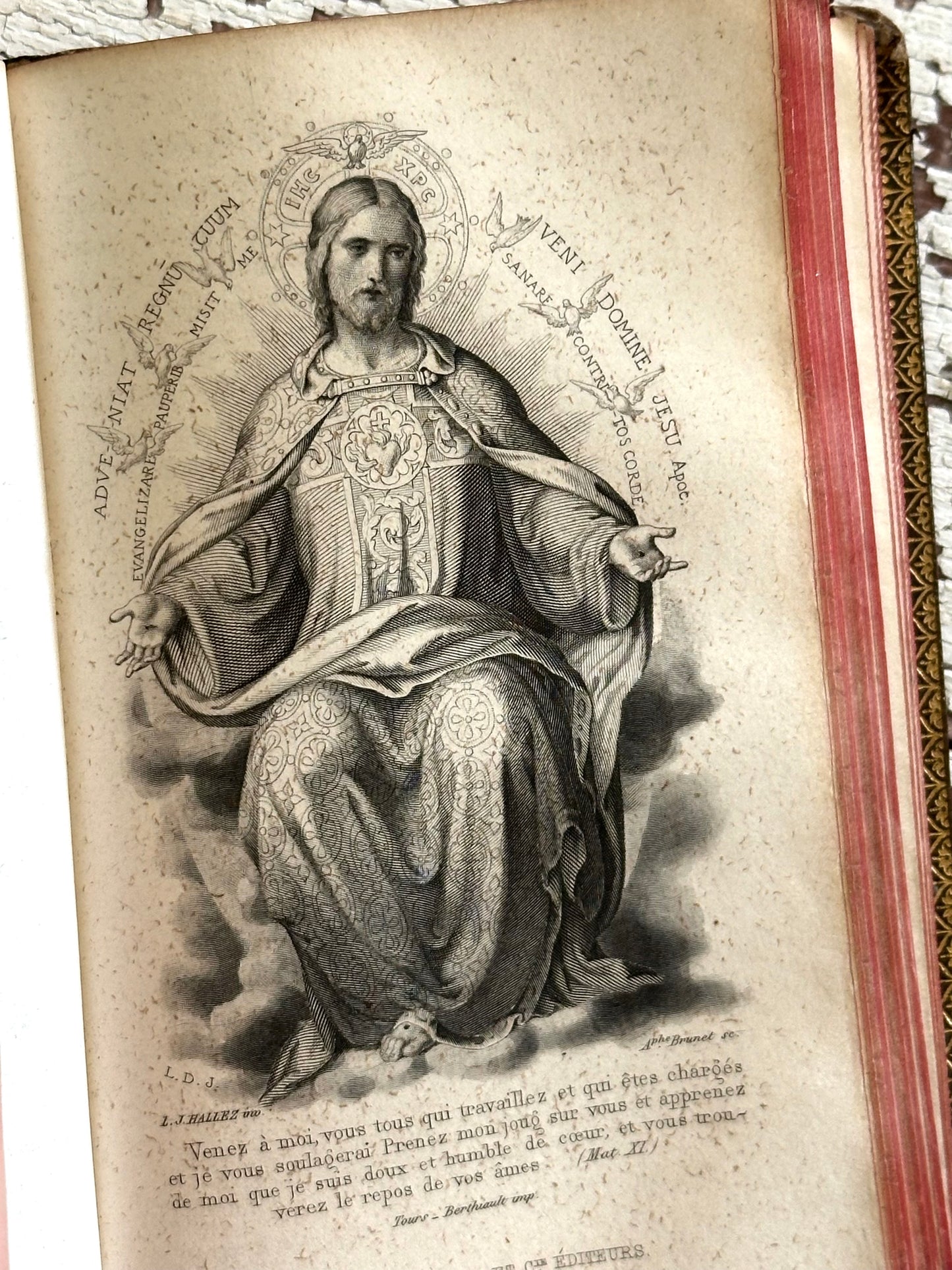Rare 1862 French Prayer Book with Gauffered Edge- In French
