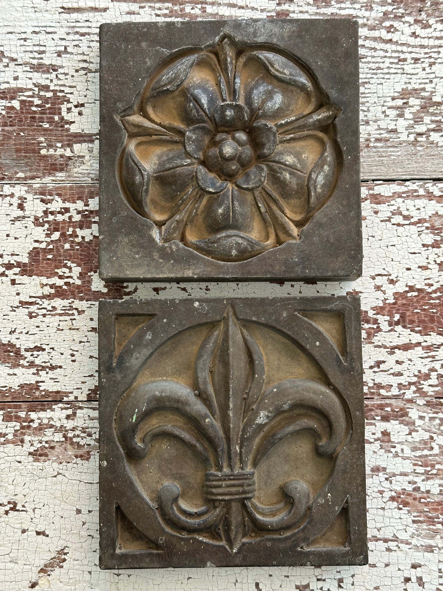 Pair of Decorative Stone Wall Plaques