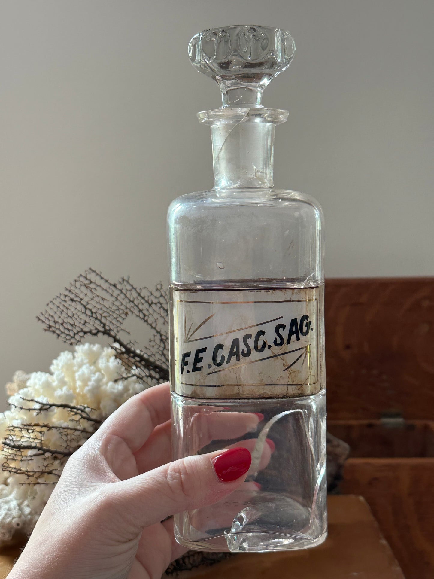 Antique Glass Apothecary Jars with Worn Labels