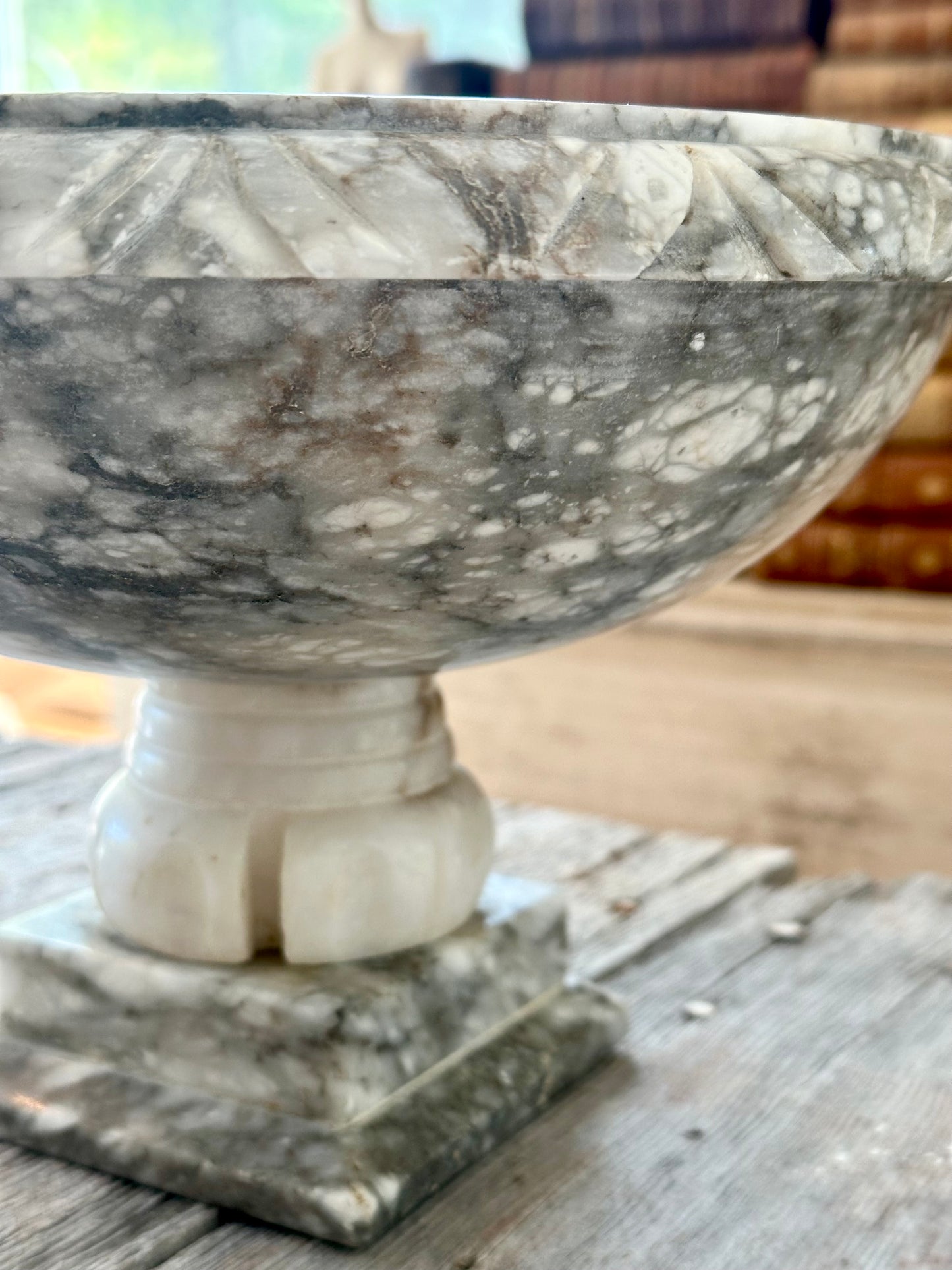 Large Antique Alabaster Bird Bath