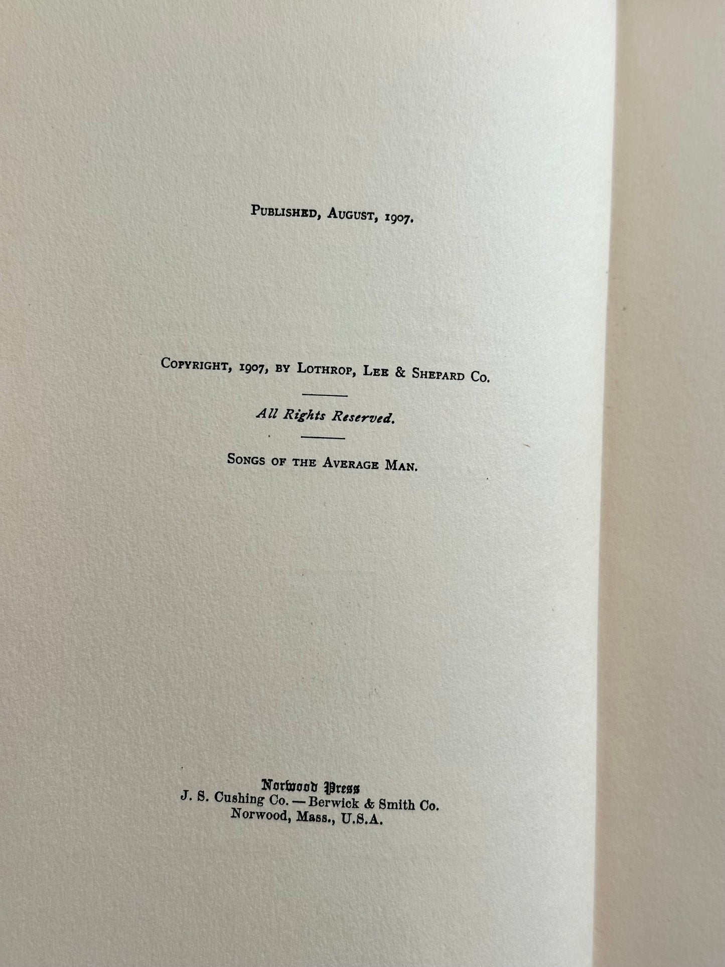 1907 Songs of the Average Man