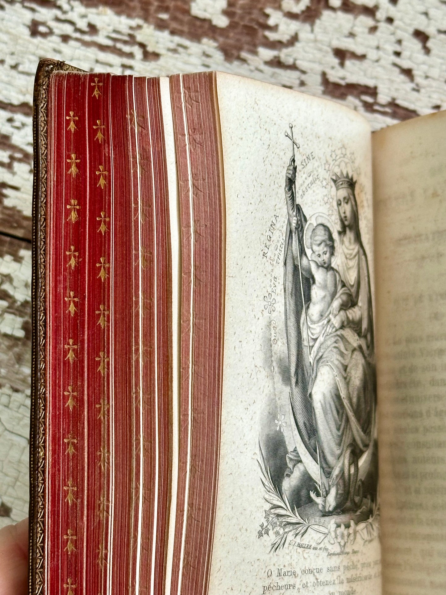 Rare 1862 French Prayer Book with Gauffered Edge- In French
