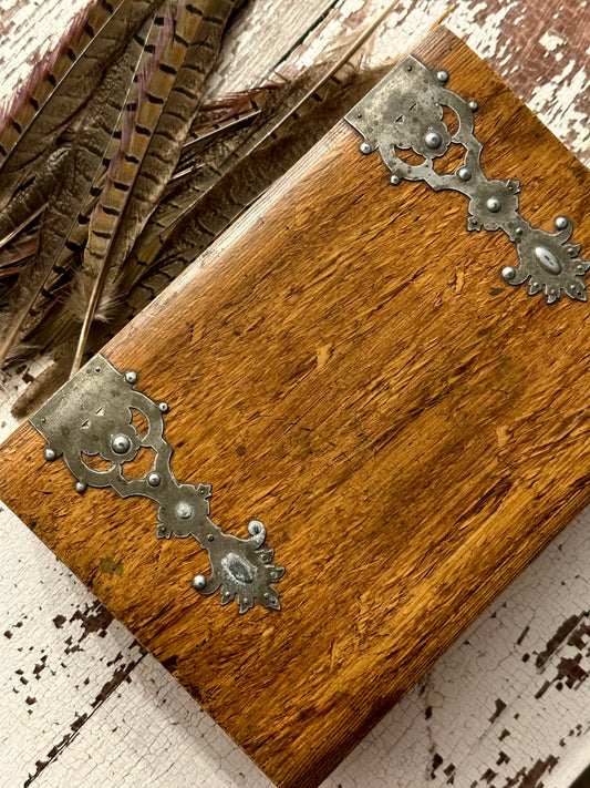 Antique Box with Ornate Silver Hinges