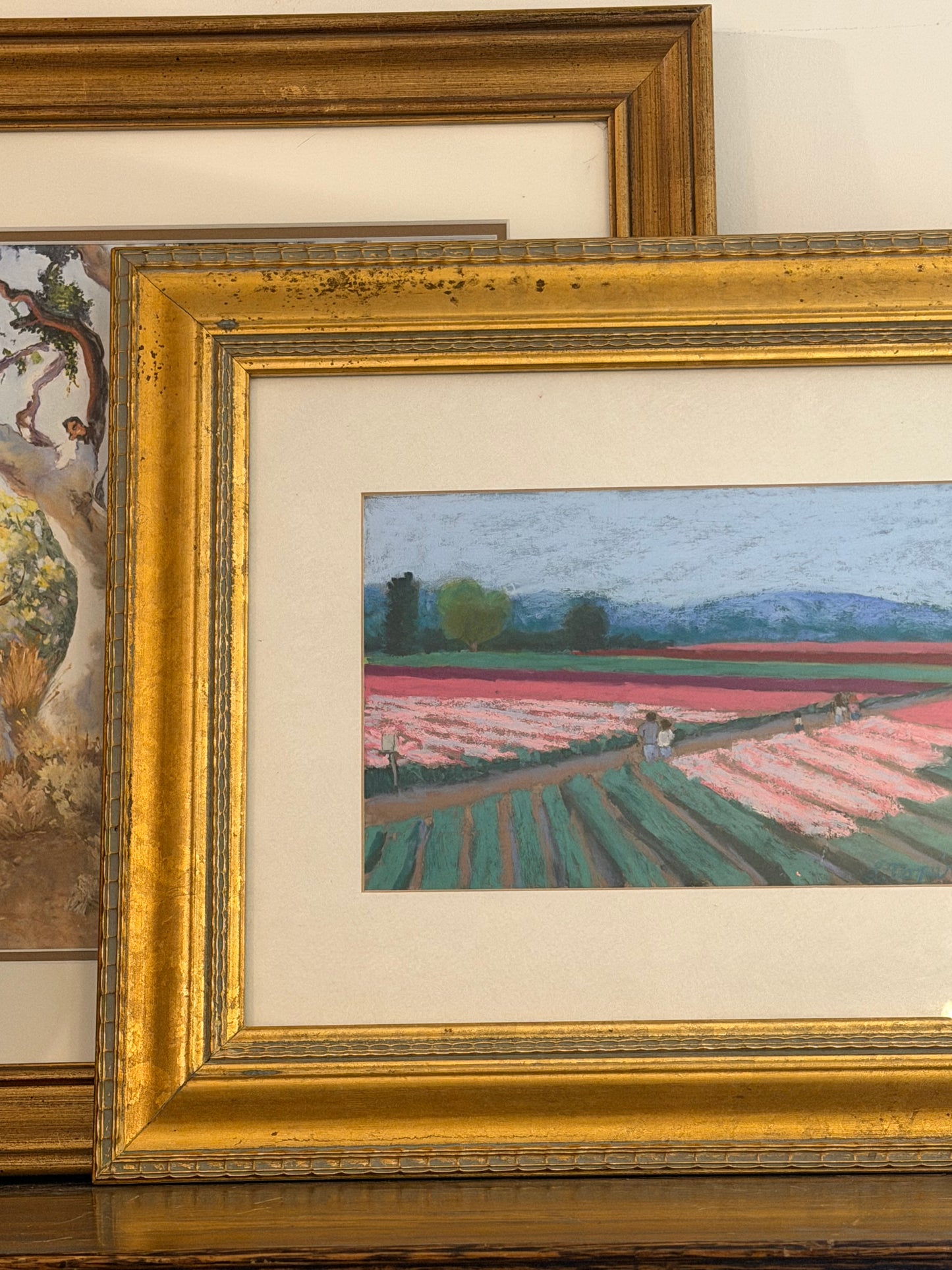 Original Pastel Painting in Gold Frame