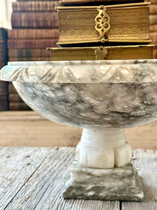 Large Antique Alabaster Bird Bath