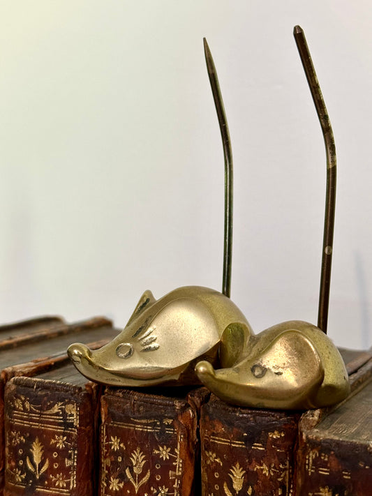 Pair of Mini Brass Mice