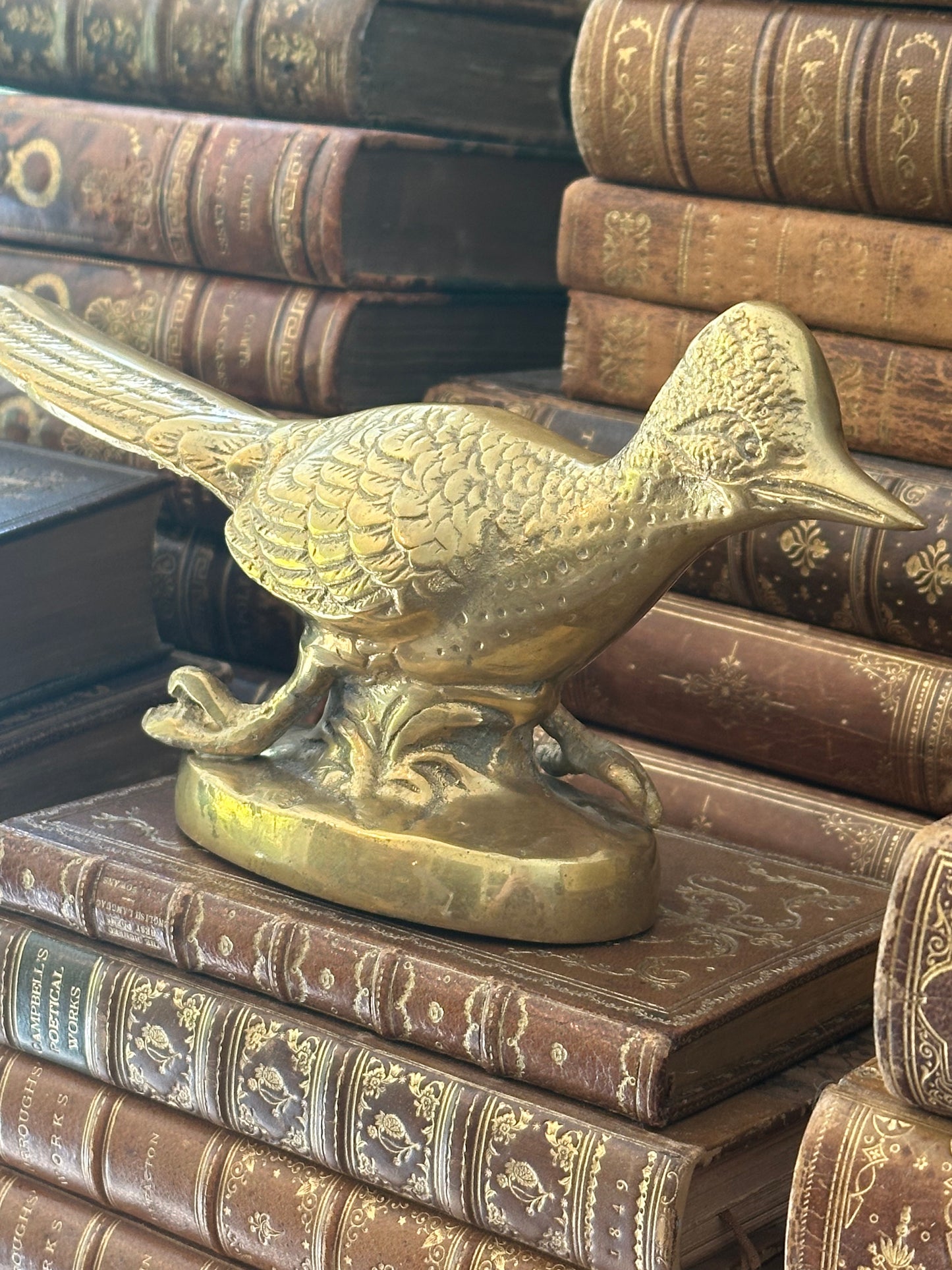 Brass Roadrunner Bird Statue