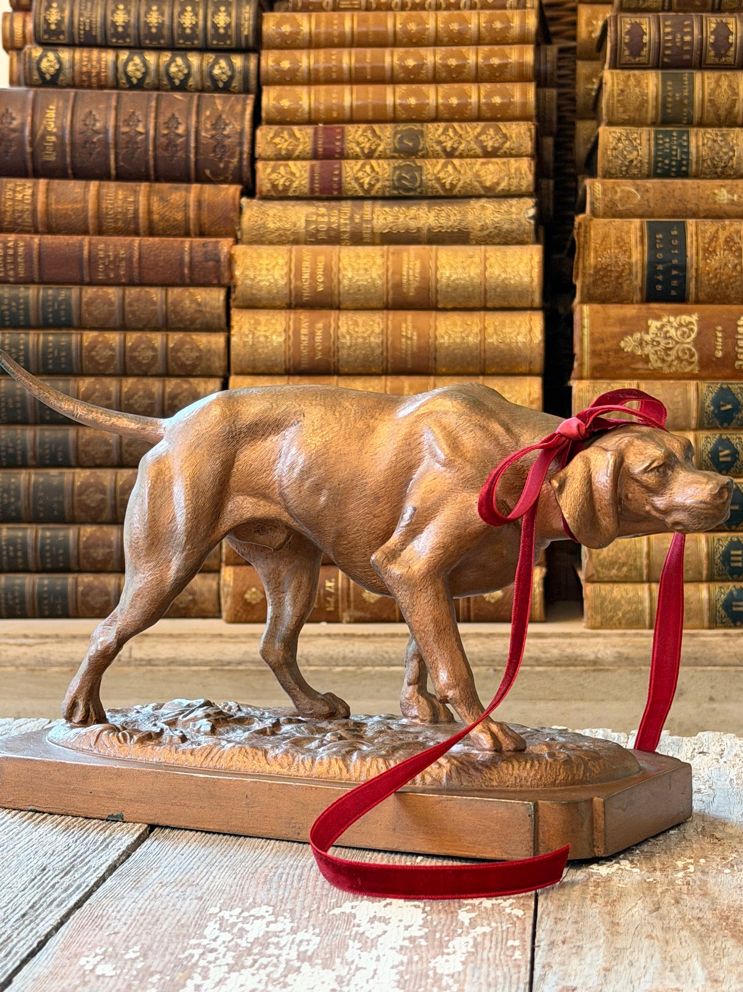 Large Bronze Pointer Dog Statue