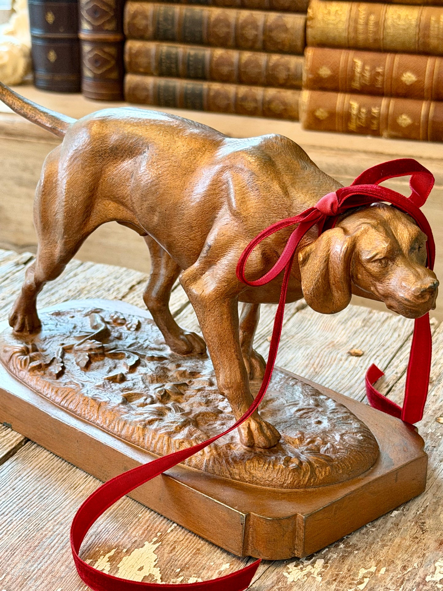 Large Bronze Pointer Dog Statue