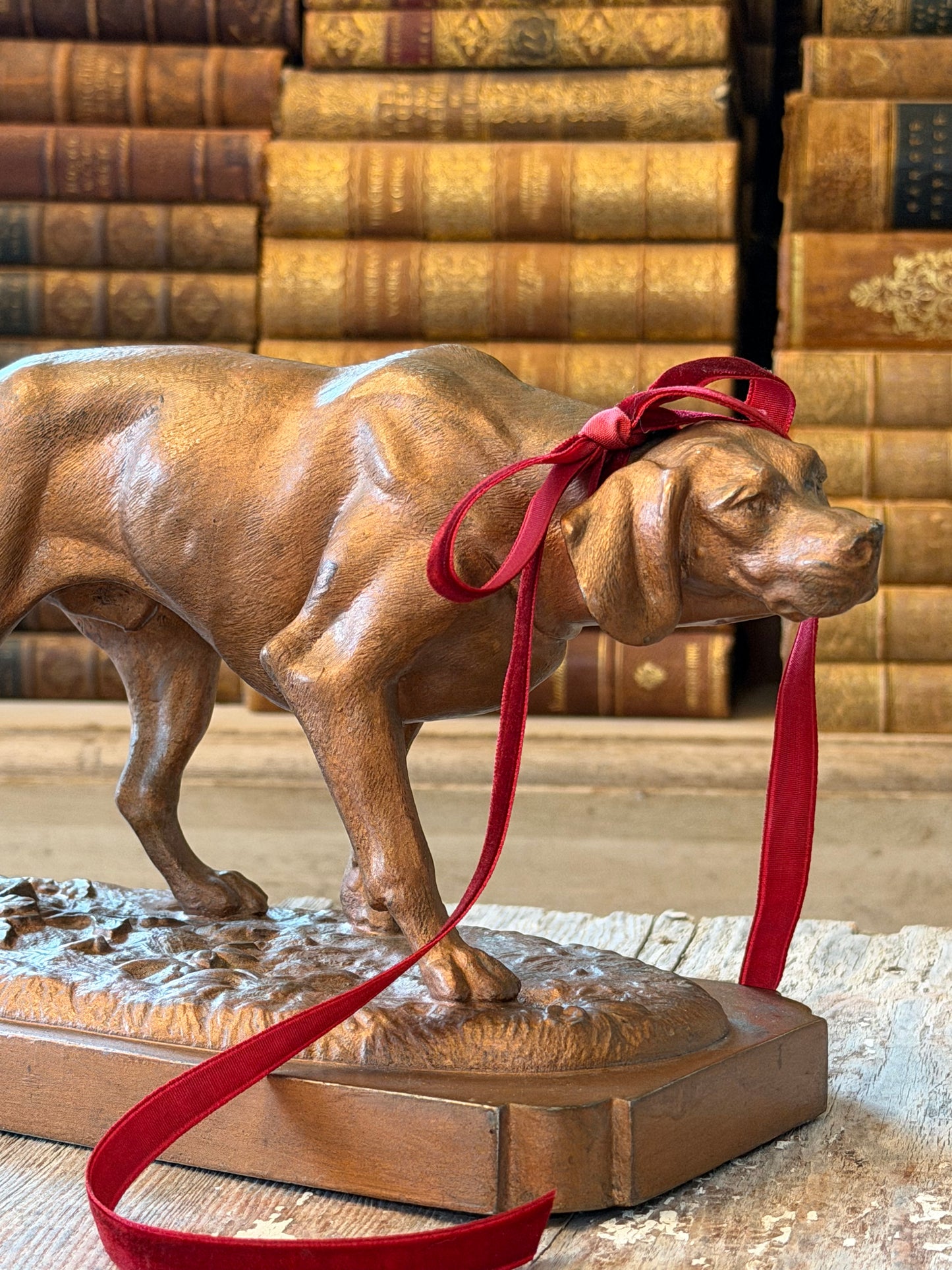 Large Bronze Pointer Dog Statue