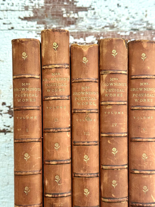 1896 Elizabeth Barrett Brownings Poetical Works- Complete Set of 5