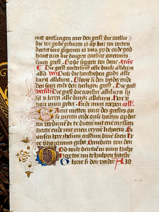 15th Century Illuminated Manuscript Page- Double Sided