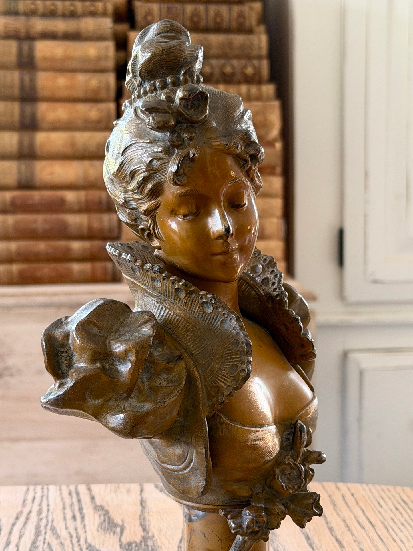 French Woman Bust with Alabaster Base