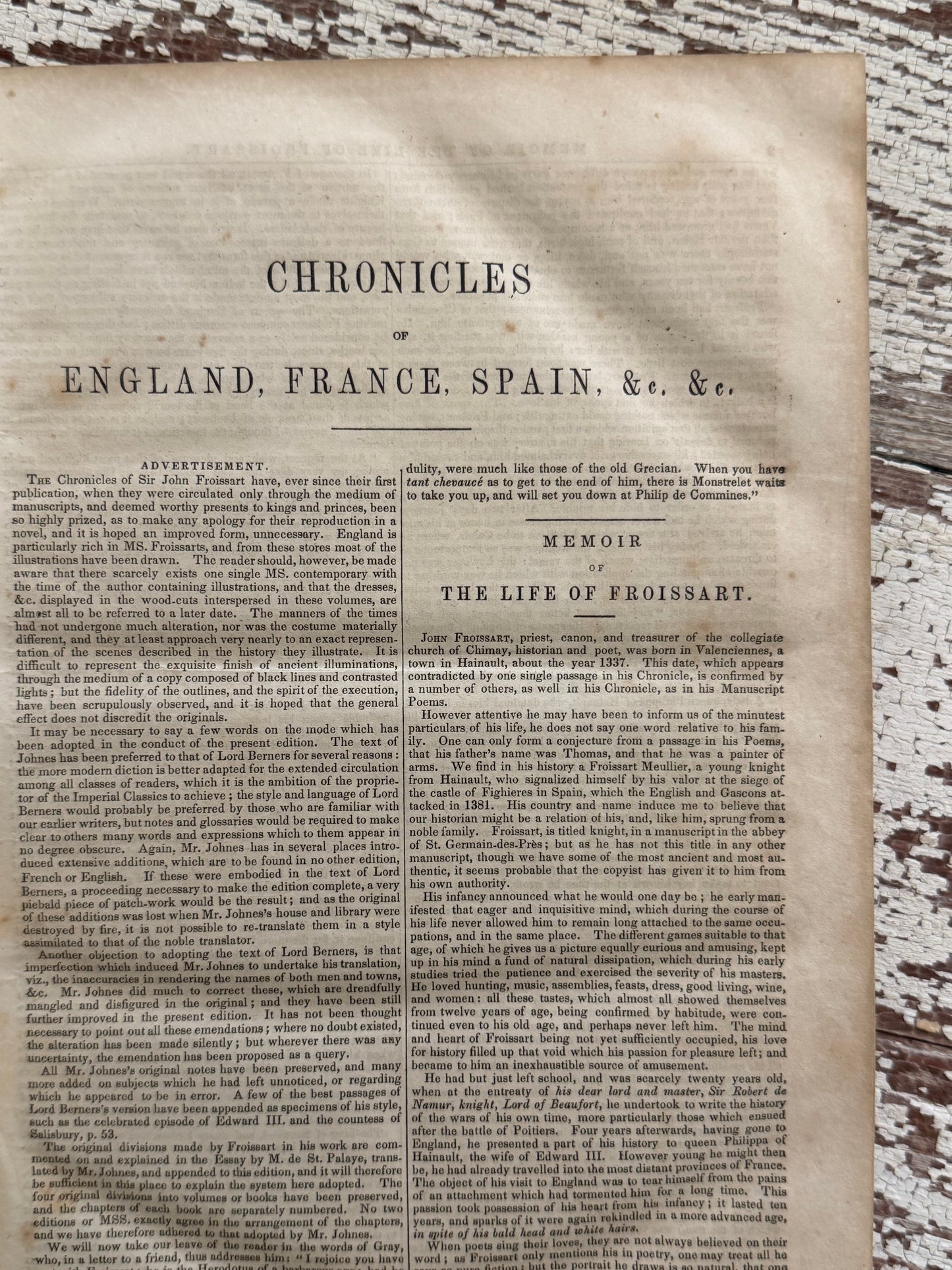 Chronicles of England, France & Spain by Sir John Froissart- Circa 1840
