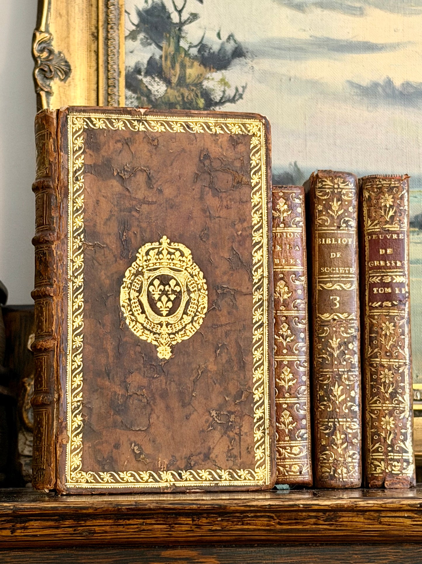 1776 French Leather Book with Hidden Compartment & Royal Provenance