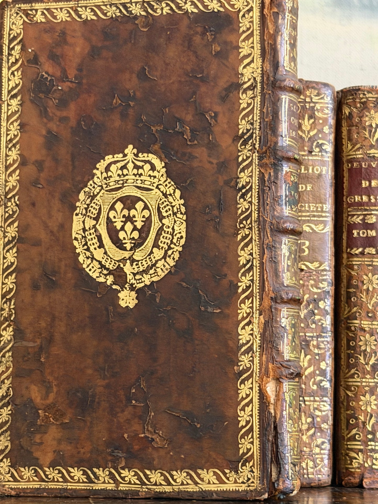 1776 French Leather Book with Hidden Compartment & Royal Provenance