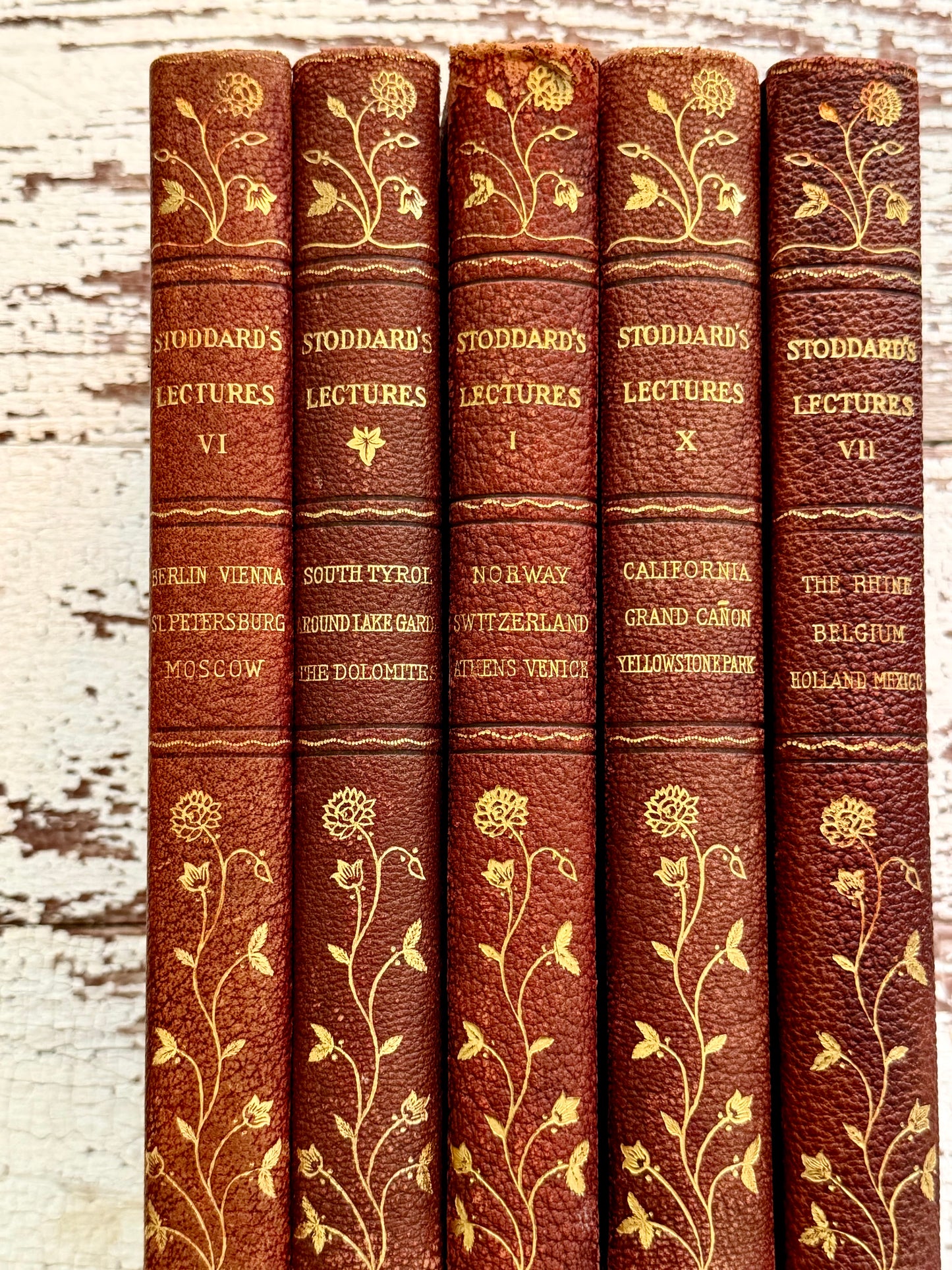 1906 Set of Stoddard’s Lectures with Floral Spines