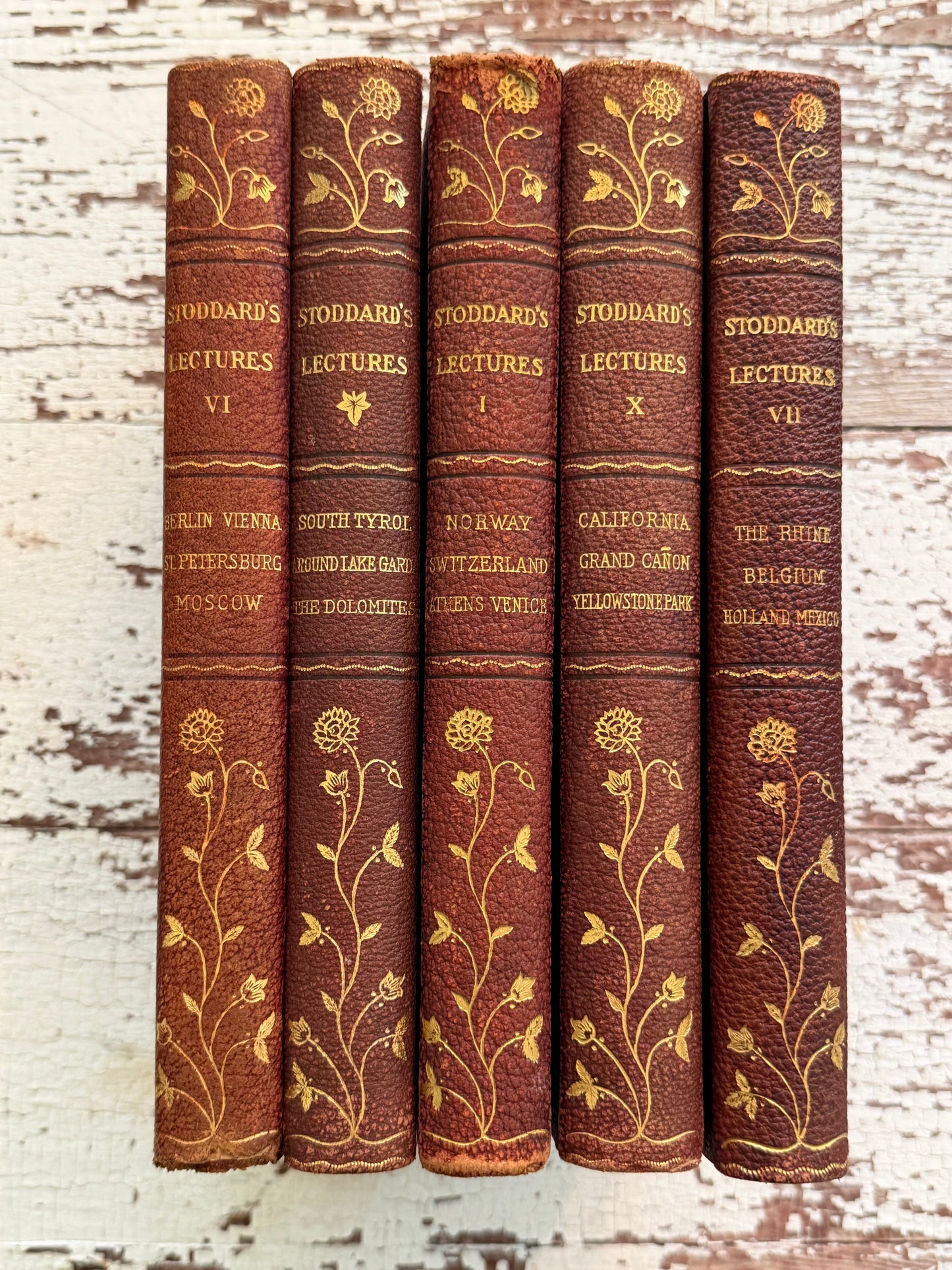 1906 Set of Stoddard’s Lectures with Floral Spines
