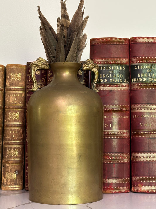 Tall Brass Vase with Bird Accents