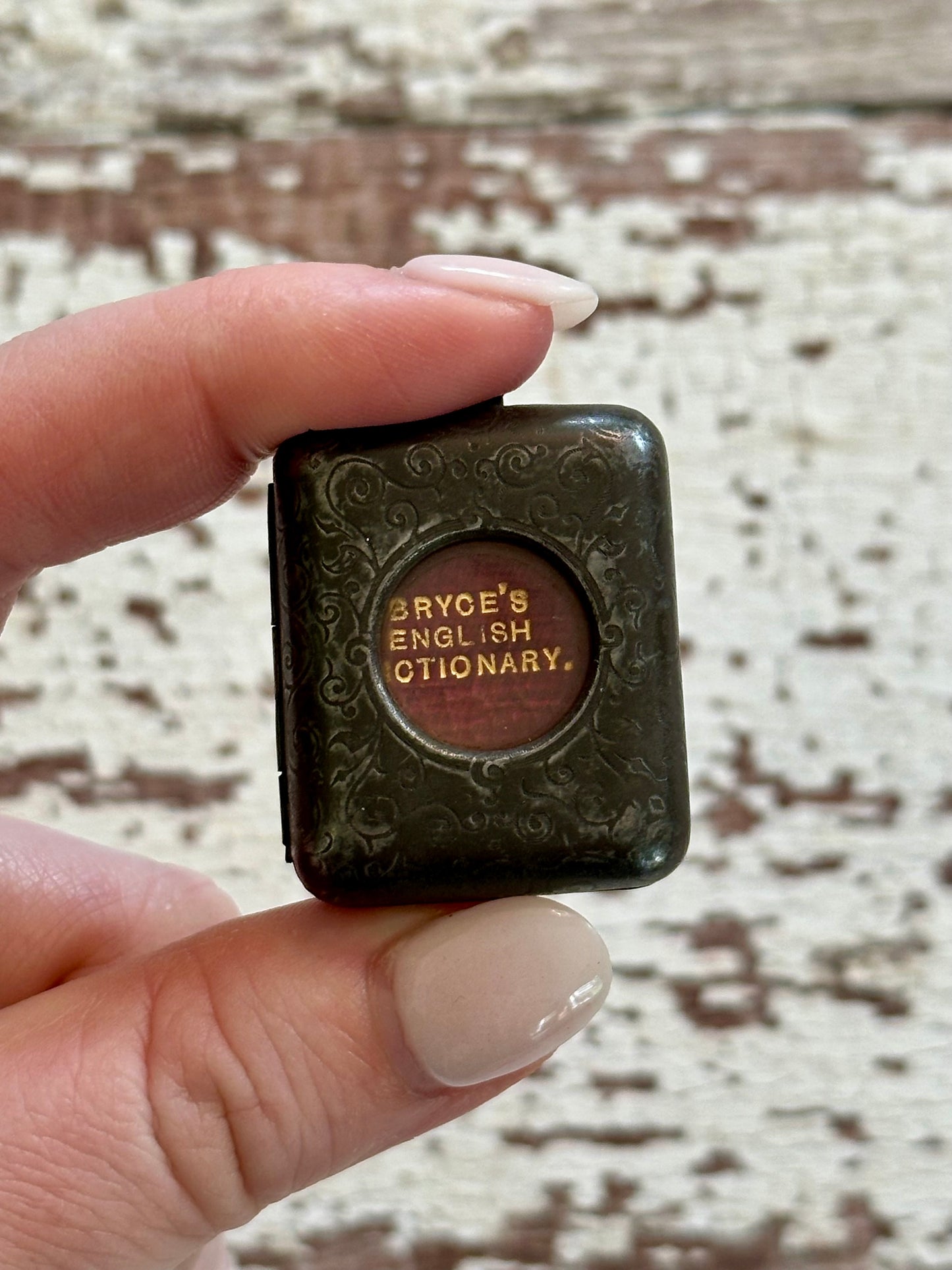 Antique Micro Bryce’s English Dictionary in Silver Case