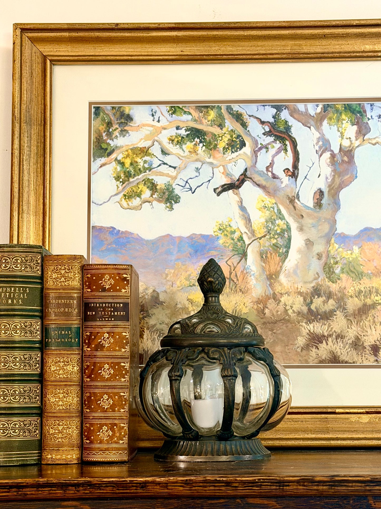 Original Gouache Painting in Gold Frame
