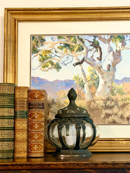 Original Gouache Painting in Gold Frame