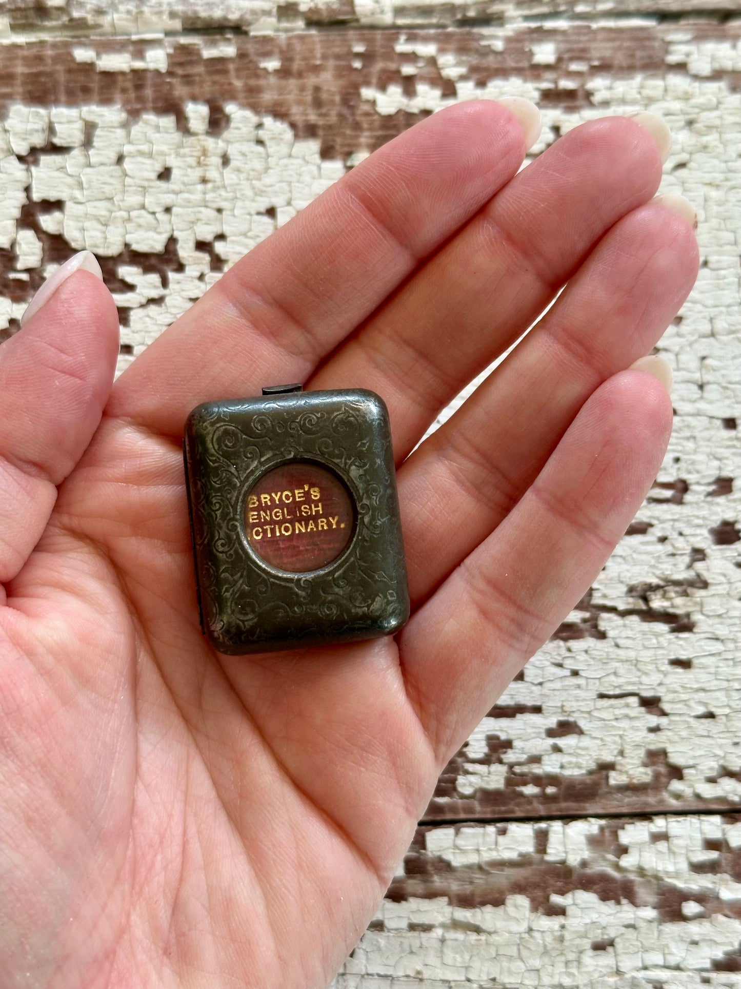 Antique Micro Bryce’s English Dictionary in Silver Case