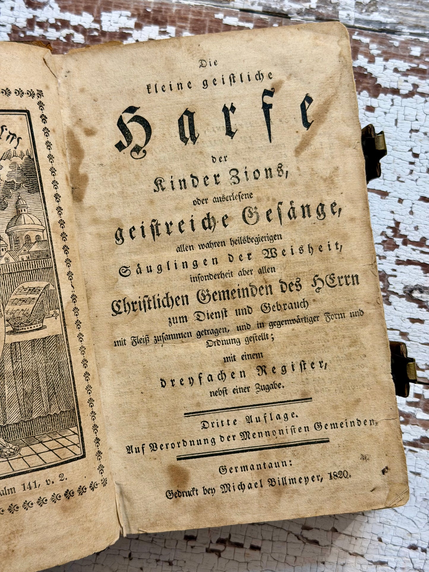 1820 The Little Spiritual Harp of The Children of Zion or Select Spiritual Songs- In German
