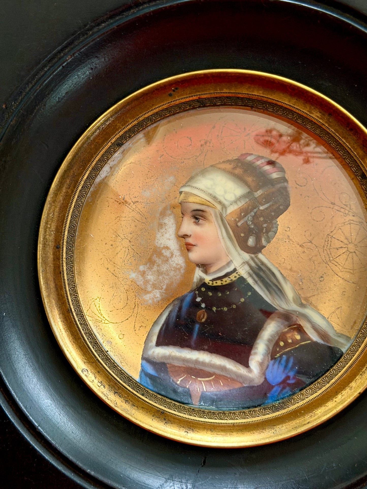 Antique Original Miniature Portrait on Porcelain