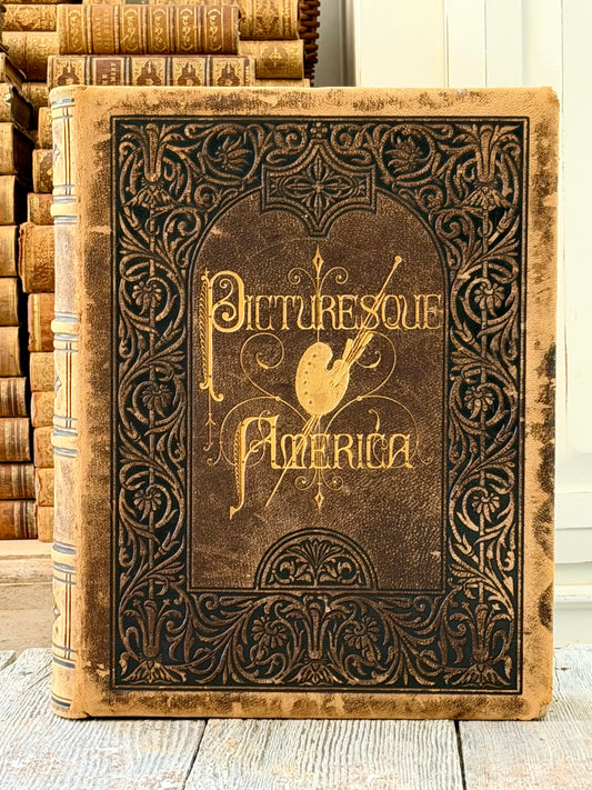 1872 Picturesque America- Large Leather Book