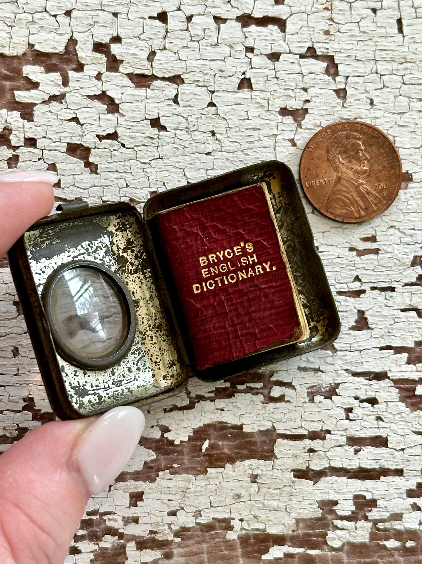 Antique Micro Bryce’s English Dictionary in Silver Case