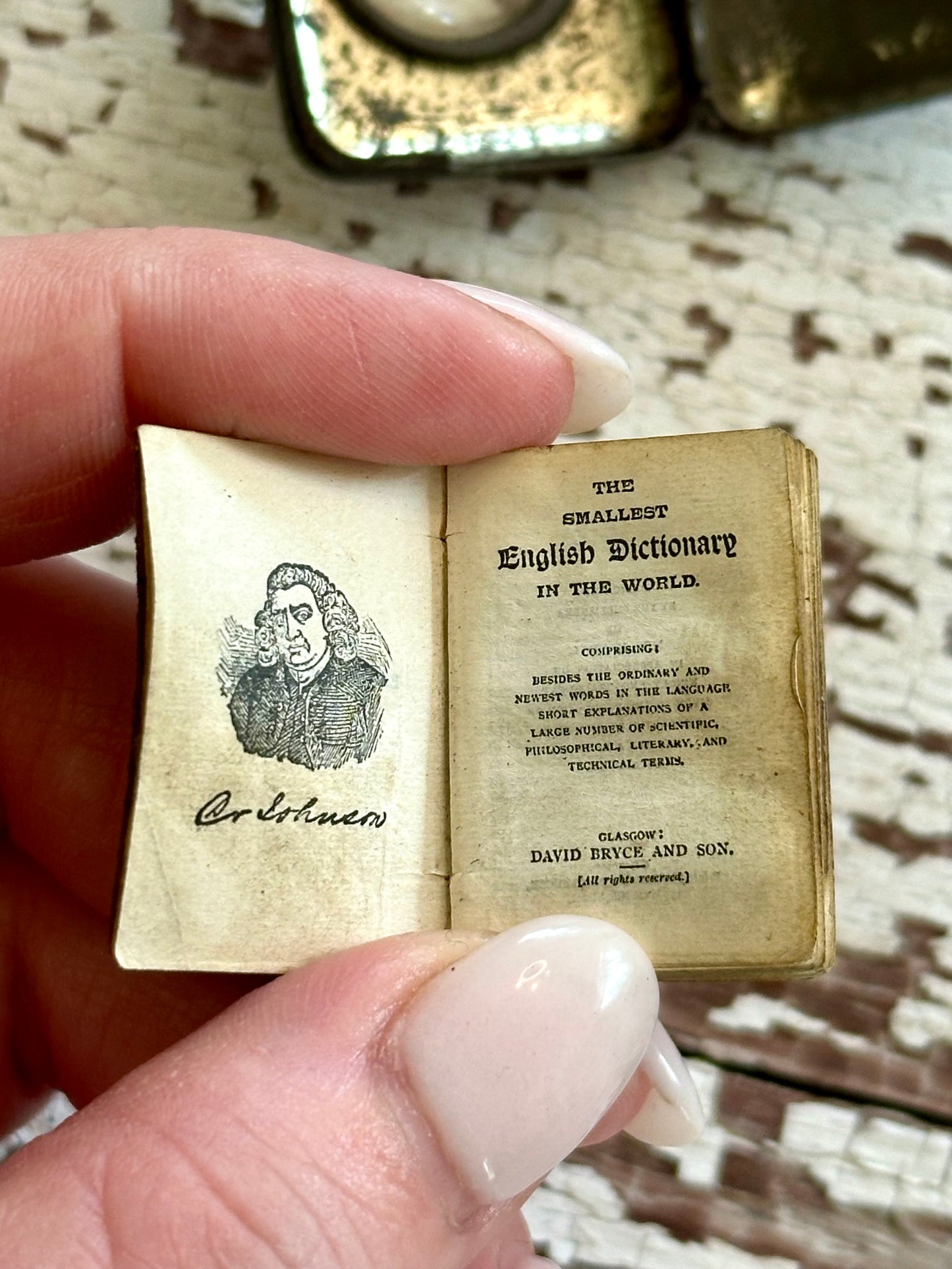 Antique Micro Bryce’s English Dictionary in Silver Case