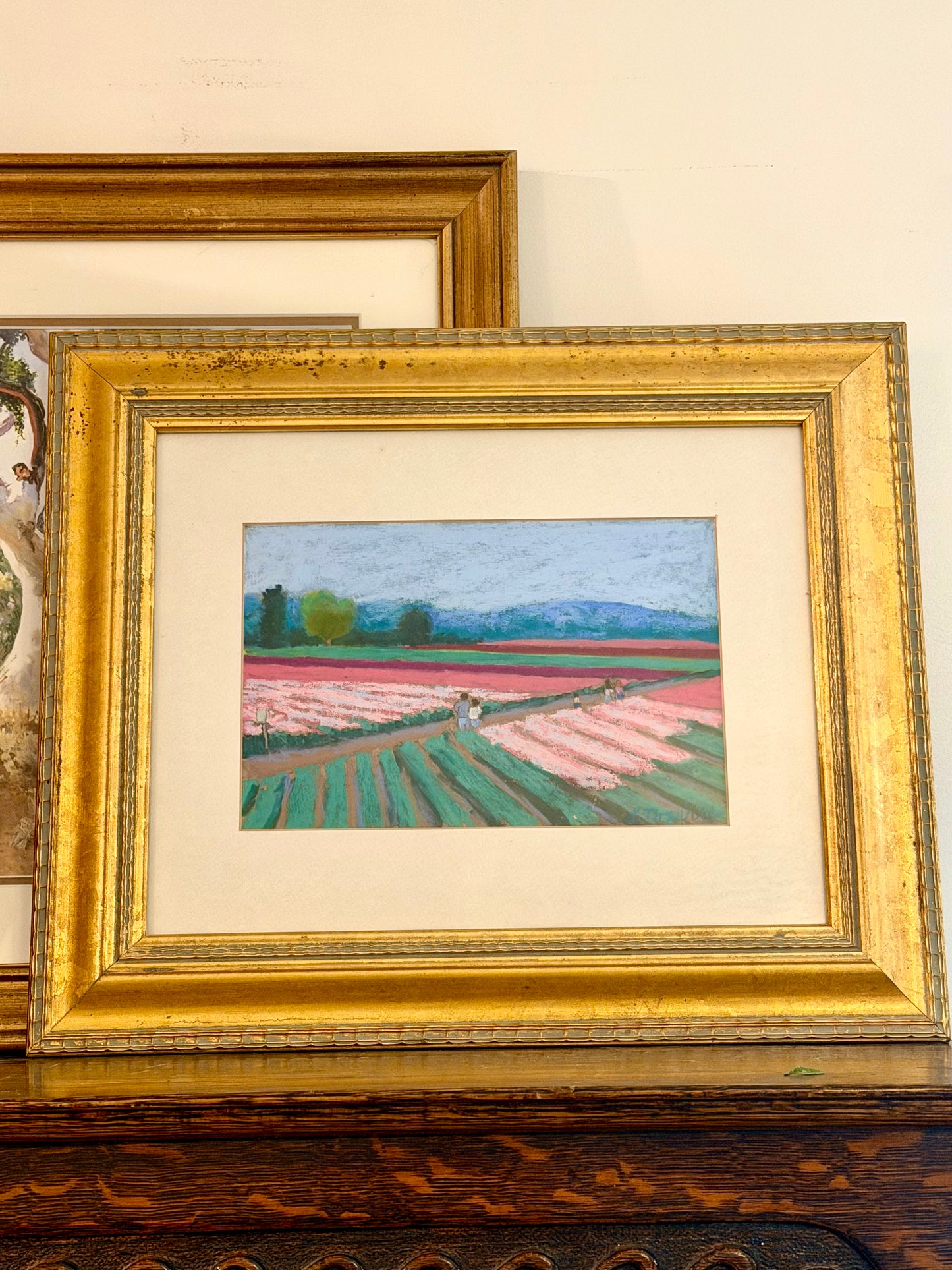 Original Pastel Painting in Gold Frame