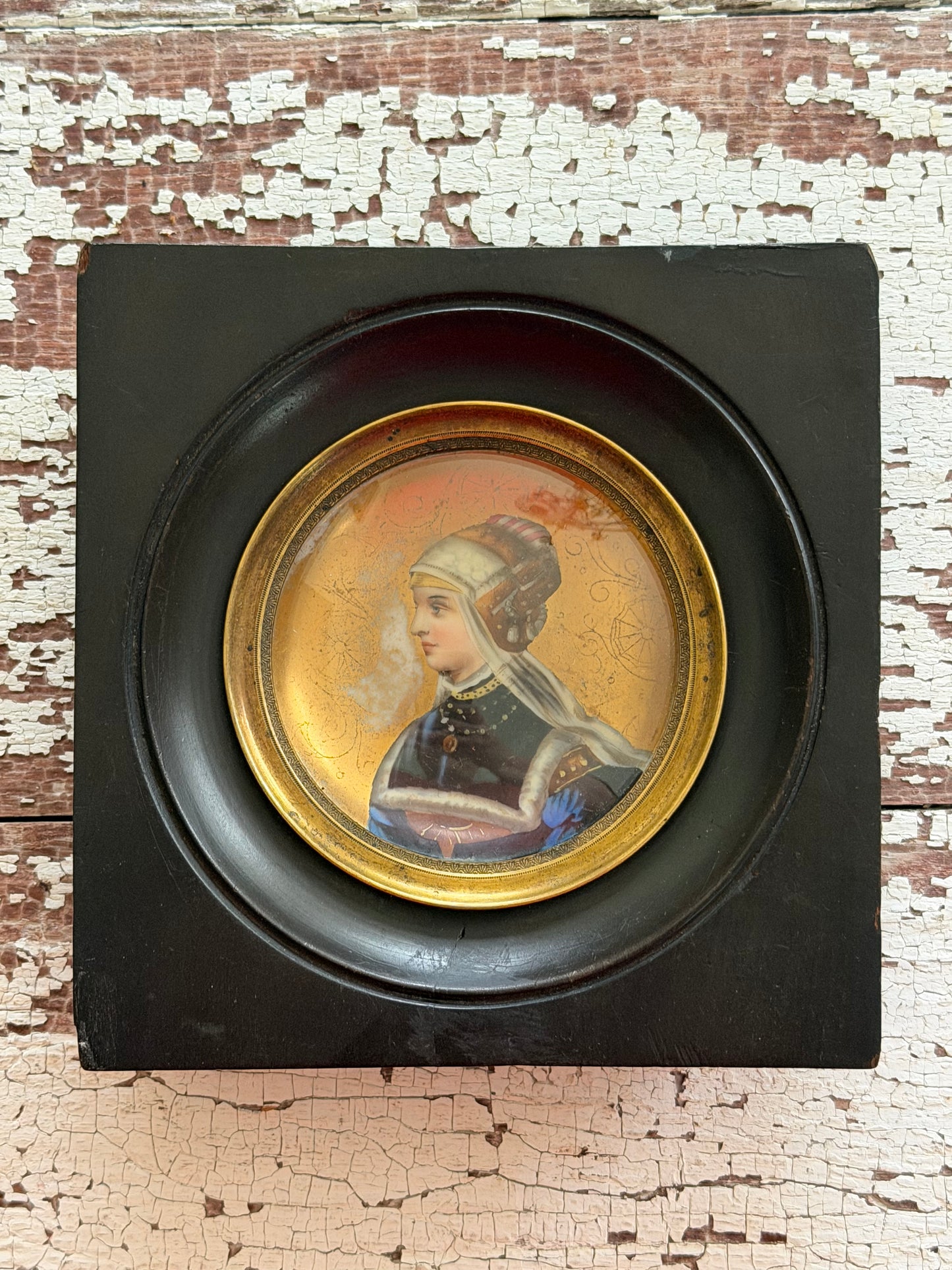Antique Original Miniature Portrait on Porcelain