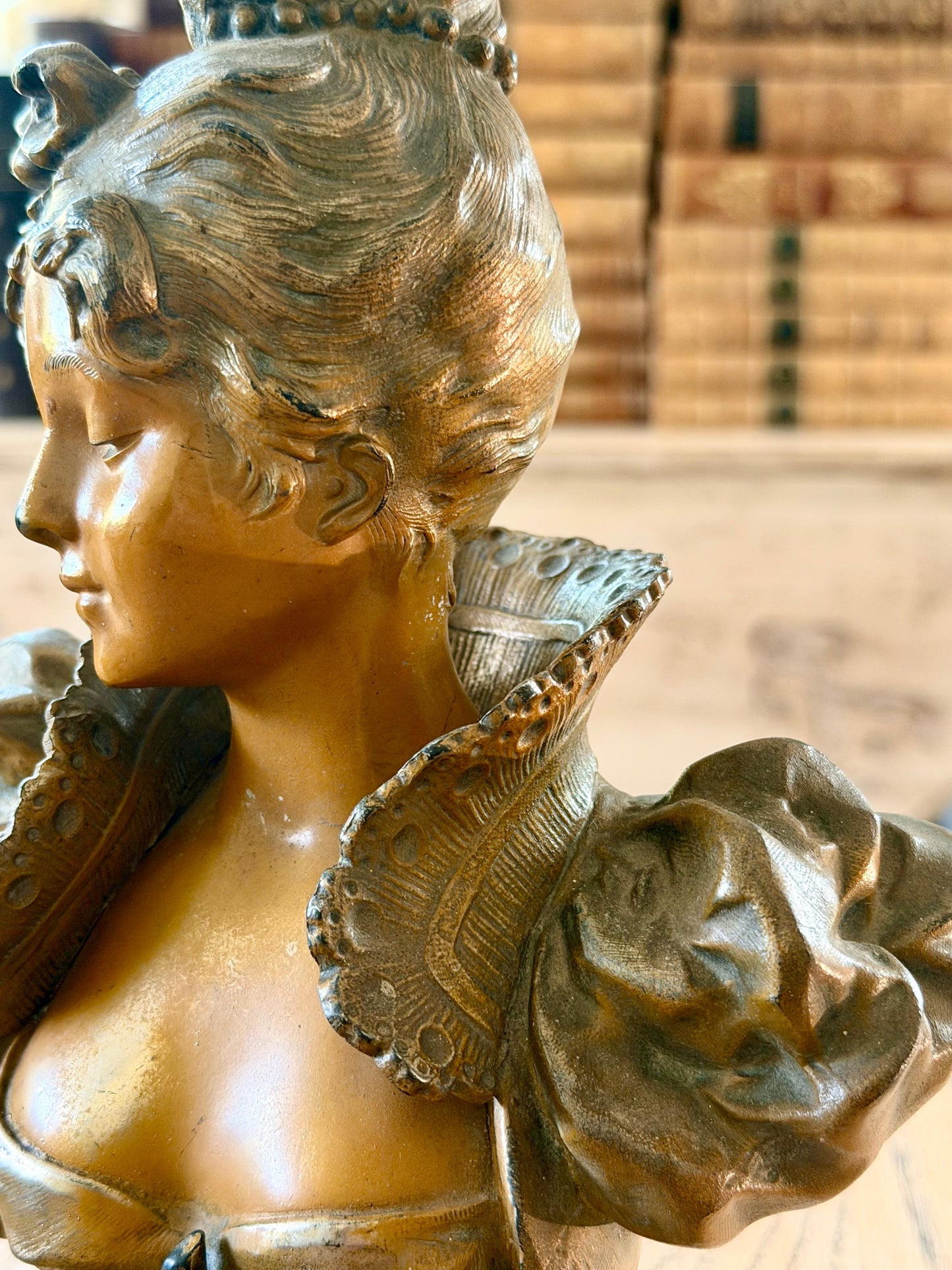 French Woman Bust with Alabaster Base