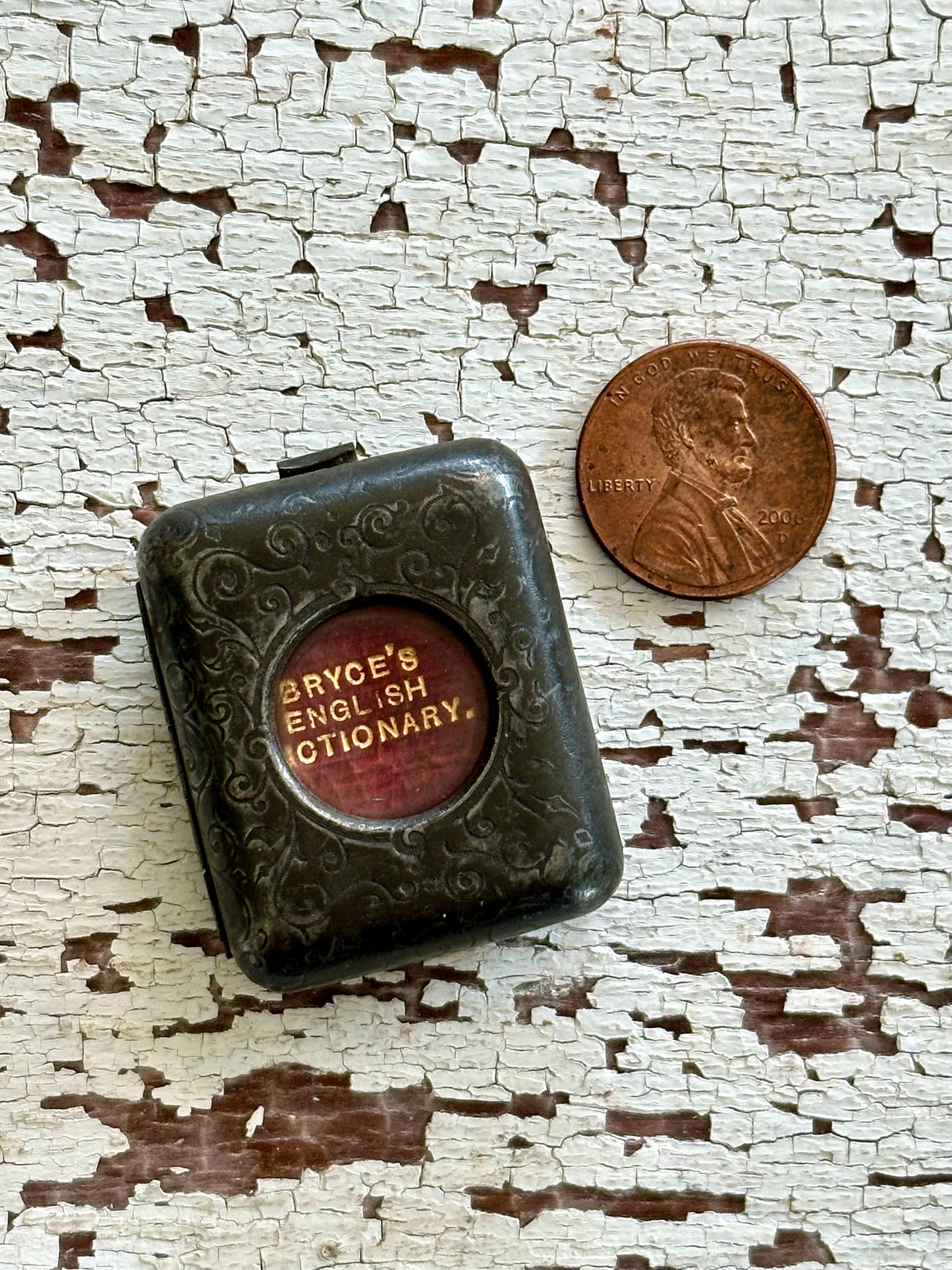 Antique Micro Bryce’s English Dictionary in Silver Case