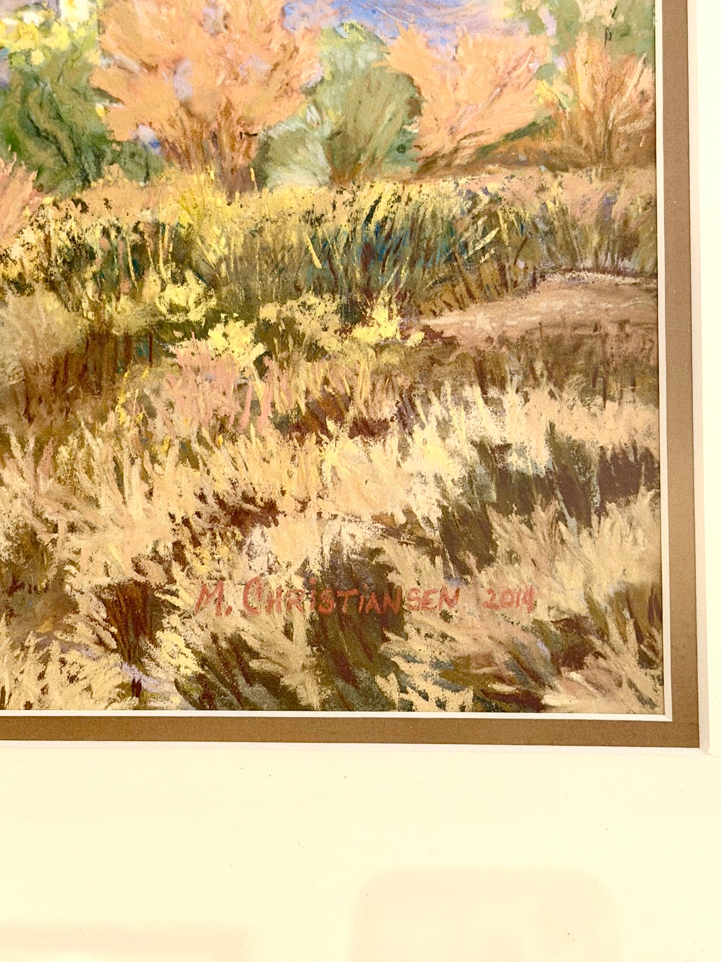 Original Gouache Painting in Gold Frame