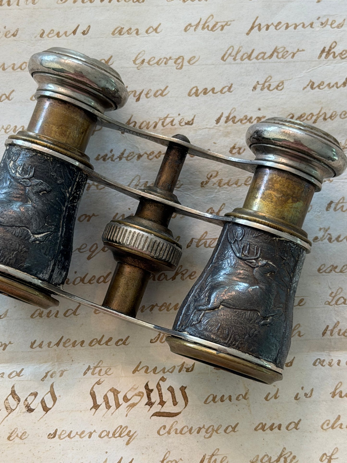 Antique French Opera Glasses With Hunt Scene