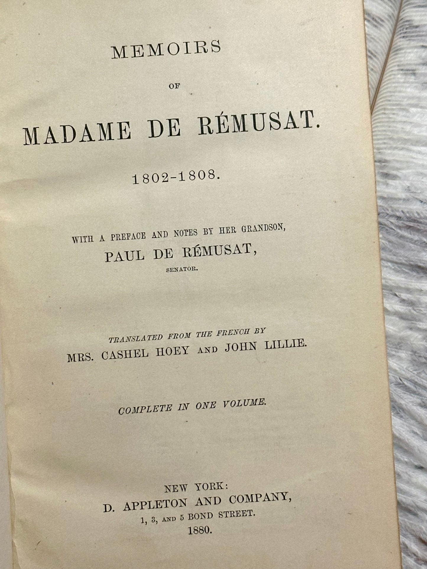 1880 Memoirs of Madame De Remusat 1802-1808